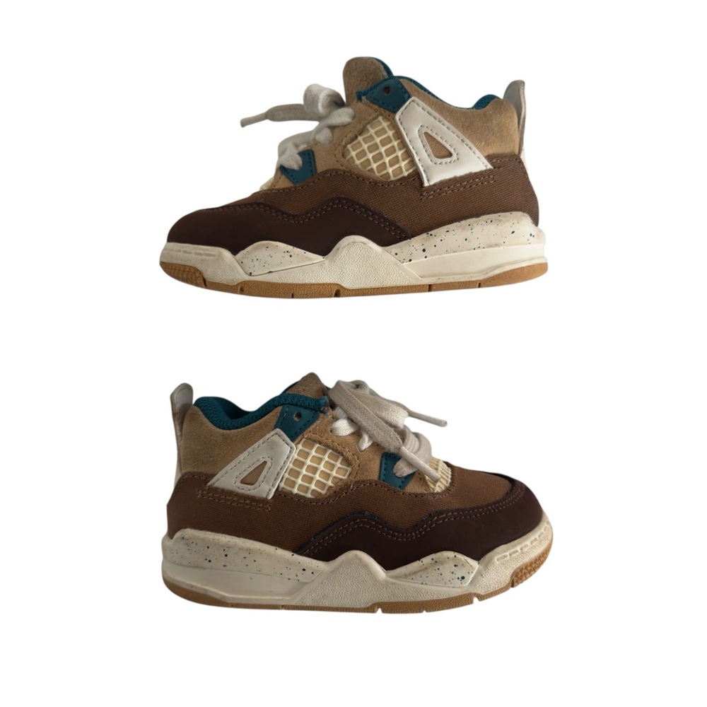 Jordan Toddler Sneakers Size 7C Brown Tan Teal Lace Up Shoes - Picture 3 of 9